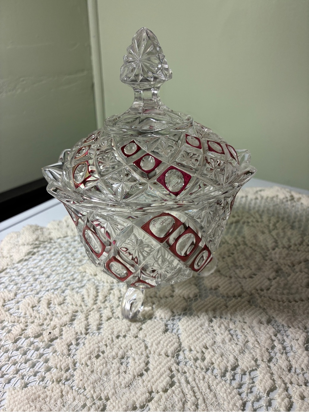 Hofbauer collection Germany Crystal Ruby Stain Covered Jar